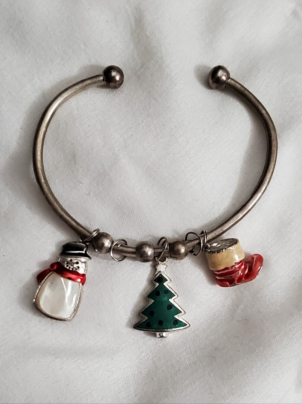 925 SU Christmas Bracelet Charms italy Snowman Tree Santa Boot Thailand Sterling
